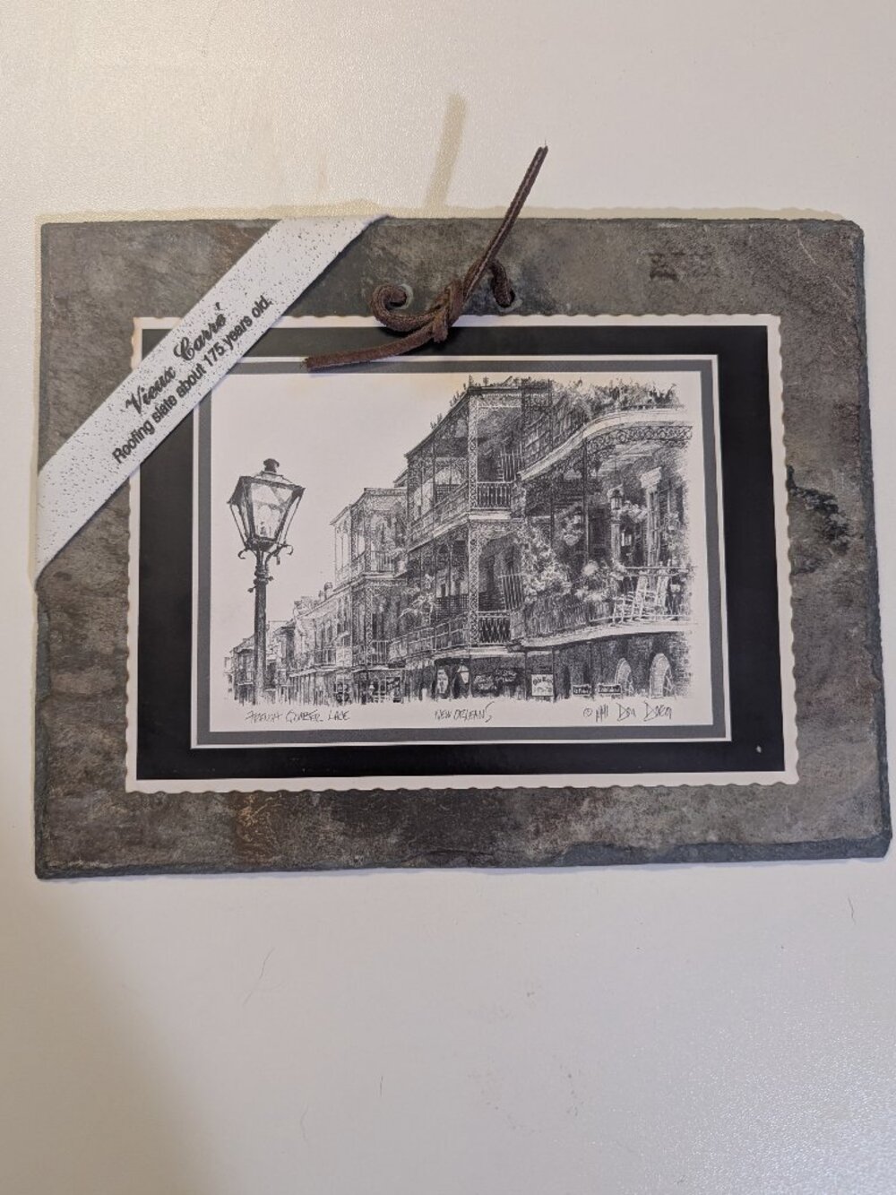 "French Quarter Lace" by Don Davey Collectible Vintage Art Plaque Roofing Slate